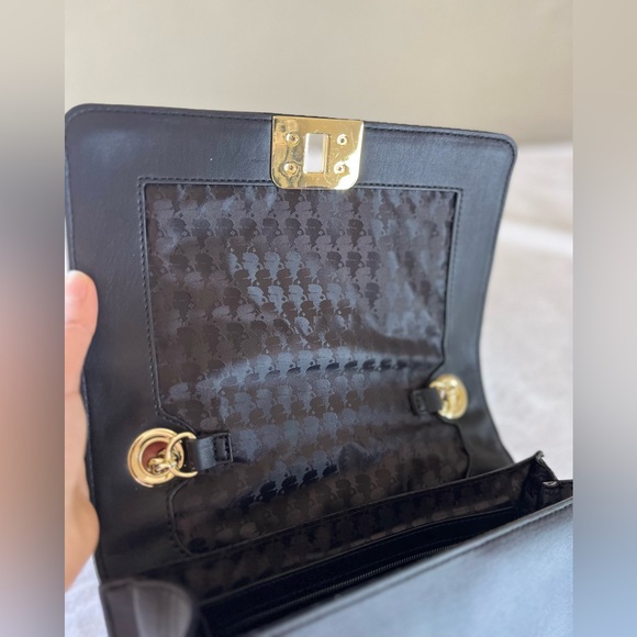 Karl Lagerfeld Bags Karl Lagerfeld Paris Lara Quilted Leather Shoulder Bag In Black Gold